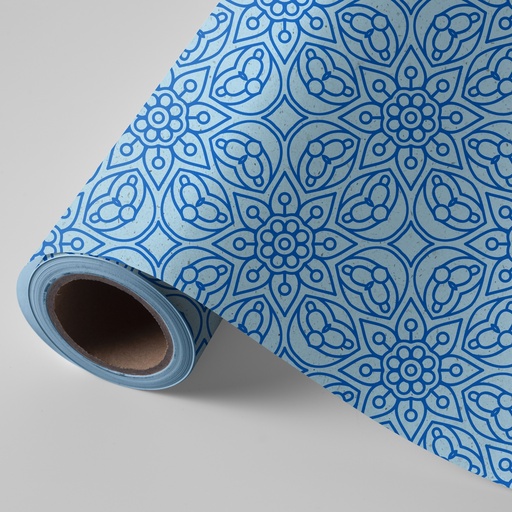 [3150153V] Bobina 31 cm 2 kg papel caña de azúcar mandala azul