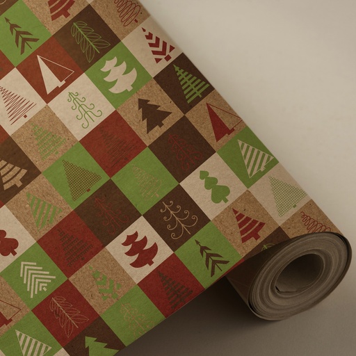 [3150191V] Bobina 31 cm 2 kg 100% kraft reciclado cuadros de árboles