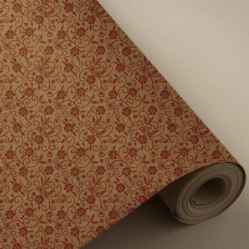 [3150292V] Bobina 62 cm 4 kg 100% kraft reciclado flores rojas