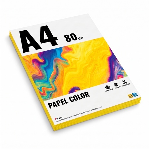 [7500001] Papel A4 color 80 g/m2 paquete 100 hojas amarillo