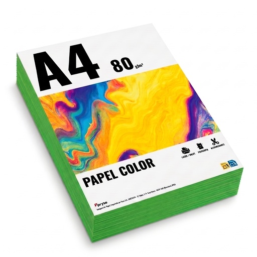 [7500504] Papel A4 color 80 g/m2 paquete 500 hojas verde