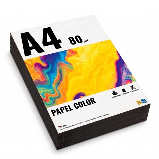 [7500507] Papel A4 color 80 g/m2 paquete 500 hojas negro