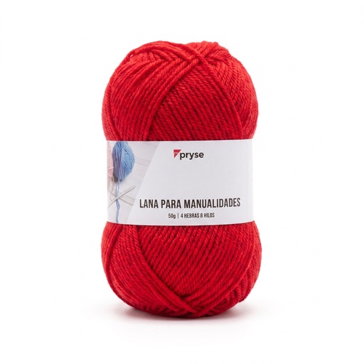 [7510002] Madeja de lana 50 g de 4 hebras y 8 hilos rojo