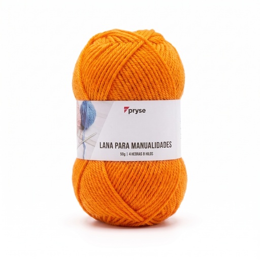 [7510009] Madeja de lana 50 g de 4 hebras y 8 hilos naranja