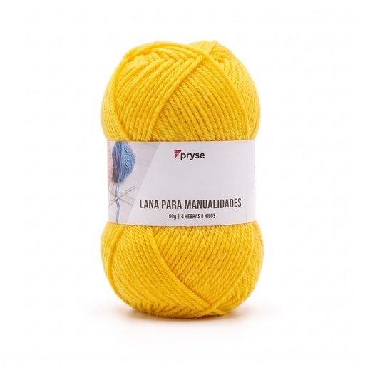 [7510010] Madeja de lana 50 g de 4 hebras y 8 hilos amarillo