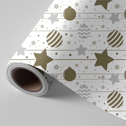 [3150243X] Bobina 62 cm 4 kg navidad estrellas oro
