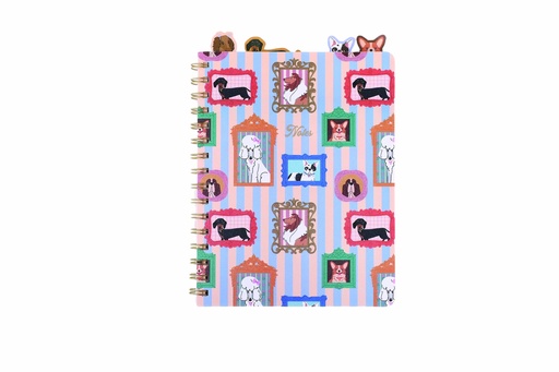 [8510002] Libreta espiral perritos tapa blanda cartulina 213 x 165 mm con 4 separadores