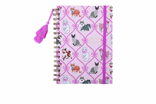 [8510003] Libreta espiral gatitos tapa dura cartulina 210 x 148 mm con borla